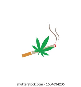 plantilla de diseño de ilustración de vector de cannabis de cigarrillo