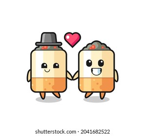 cigarette cartoon character couple with fall in love gesture , cute design