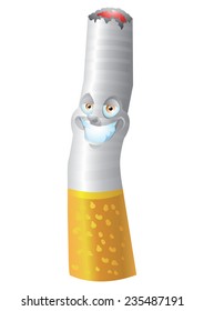 Cigarette cartoon character isolated