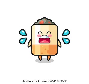 cigarette cartoon illustration with crying gesture , cute design