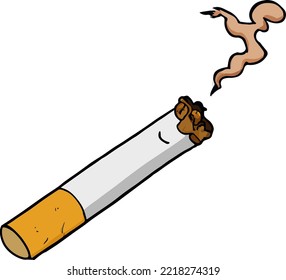 Cigarette cartoon. Nicotine addiction. Vector illustration drawing
