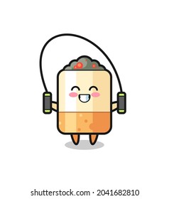 cigarette character cartoon with skipping rope , cute design