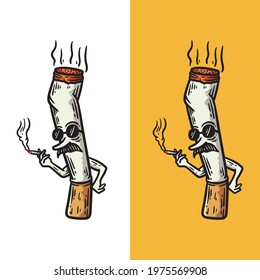 cigarette character vintage illustration smoking.eps