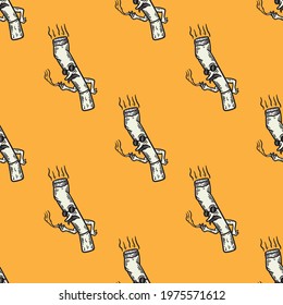 cigarette character vintage seamless pattern
