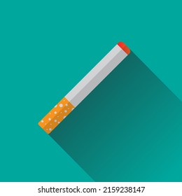 cigarette circle icon with long shadow flat design style simple silhouette of a cigarette Modern minimalist style round icons in stylish colors. website page design vector elements