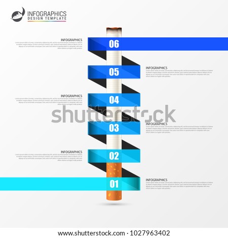 Cigarette concept. Infographic design template with steps. Vector illustration