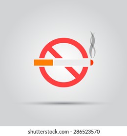 Cigarette crossed in the red circle isolated vector colored icon