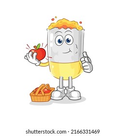 the cigarette eating an apple illustration. character vector