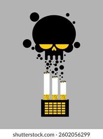 Cigarette factory. Tobacco production. Pollution concept. Factory chimneys smoke like cigarettes