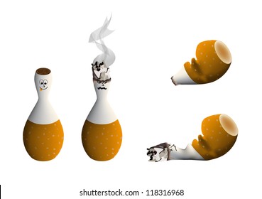 cigarette figures during different stages of burn dead smoke emoticon angry smoker