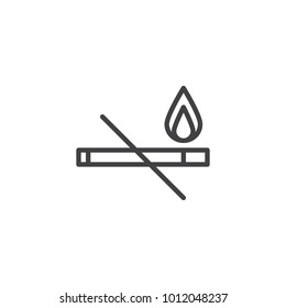 Cigarette And Flame Line Icon, Outline Vector Sign, Linear Style Pictogram Isolated On White. No Smoking Symbol, Logo Illustration. Editable Stroke