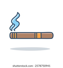 Cigarette flat color icon. Cigarette vector thin line illustration