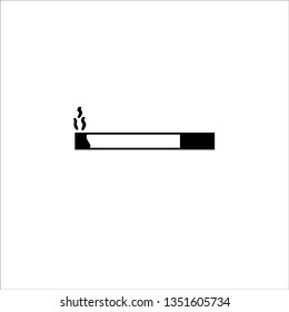 Cigarette flat icon. Silhouette of burning cigarette. Monochrome cigarette isolated on background