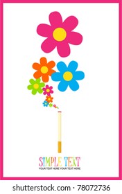Cigarette with flowers instead of a smoke. Abstract vector illustration.