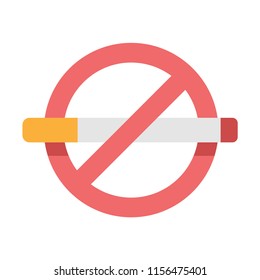 Zigarette mit verbotener Vektorillustration von Zeichen in flachem Farbdesign