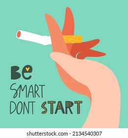 Cigarette in hand. Be smart don't start lettering