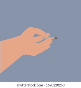 Cigarrillo en mano, ilustración, vector en fondo blanco.