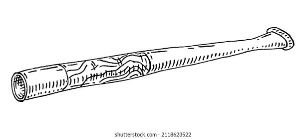 Zigarettenhalter. Gravur schwarze Vektorgrafik, einzeln auf weißem Hintergrund.