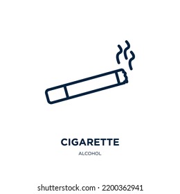 cigarette icon from alcohol collection. Thin linear cigarette, smoke, tobacco outline icon isolated on white background. Line vector cigarette sign, symbol for web and mobile