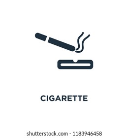 Cigarette icon. Black filled vector illustration. Cigarette symbol on white background. Can be used in web and mobile.
