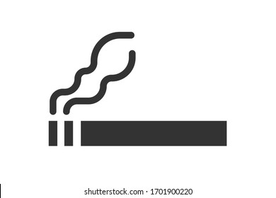 Cigarette icon. Black flat style smoking sign. Vector illustration isolated on white background.