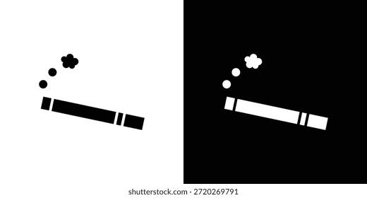 Icono de cigarrillo. Icono de diseño plano simple en blanco y negro