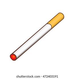 Cigarette icon in cartoon style isolated on white background. Smoking symbol