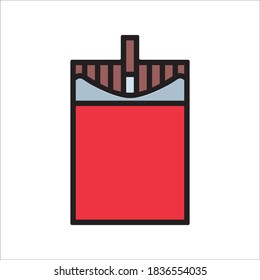Cigarette Icon Color Design Vector Template Illustration
