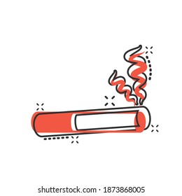 Cigarette icon in comic style. Smoke cartoon vector illustration on white isolated background. Nicotine splash effect business concept.