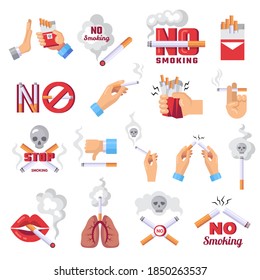 Cigarette icon. Dangerous from smoke of cigarettes vector lungs protection concept illustrations
