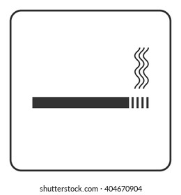 Cigarette icon with filter. Black sign isolated on white background. Symbol of smoke, smoking, bad habit and nicotine, cigar, tobacco. Graphic design pictogram. Flat modern style. Vector illustration.