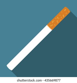 Cigarette icon in a flat design with long shadow vector illustration
