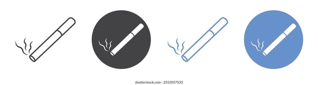 Cigarette icon flat line symbol set.