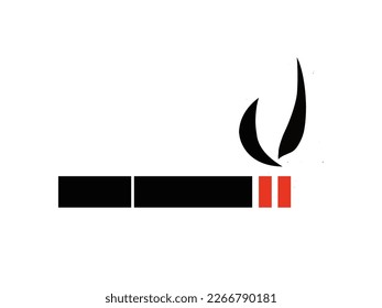 Icono de cigarrillo plano sobre fondo blanco. Diseño de plantilla de vectores de moda.