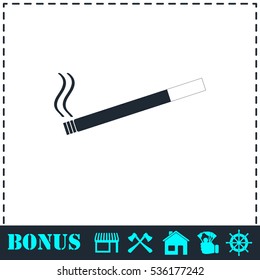 Cigarette icon flat. Simple vector symbol and bonus icon
