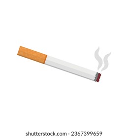 Icono de cigarrillo en estilo plano. Ilustración vectorial humeante en el fondo aislado. El concepto de negocio de la firma del tabaco.