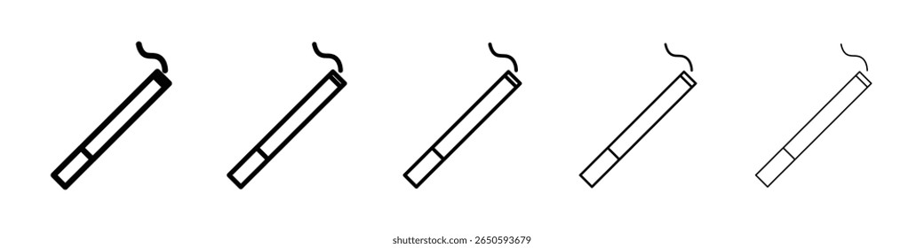 Ícone de cigarro conjunto gráfico. estilo de linha de traçado moderno