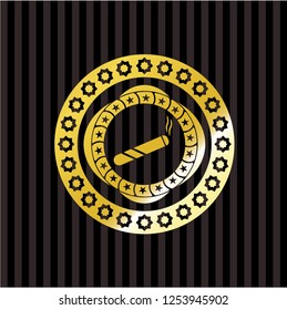 cigarette icon inside gold badge