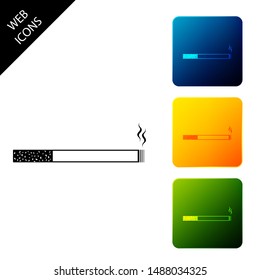 Cigarette icon isolated on white background. Tobacco sign. Smoking symbol. Set icons colorful square buttons. Vector Illustration
