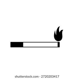 Icono del cigarrillo, aislado en el fondo blanco, símbolo plano simple que representa el tabaquismo, el uso del tabaco, y el concepto de la nicotina, conveniente para la señalización, los temas de la salud, y el Diseño gráfico.