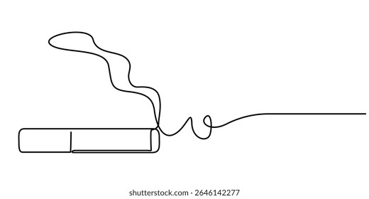  Cigarette Icon Line Art, Um contínuo desenho único linha arte rabiscar cigarro, fumaça, Uma única linha desenho mão segurar cigarro. Sem conceito de dia do cigarro.