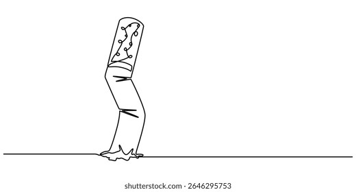 Cigarette Icon Line Art, Um contínuo desenho único linha arte rabiscar cigarro, fumaça, Smoke Line Icon, Contorno Doodle Vetor Ilustração Símbolo, Vício, Mau hábito, Sem cigarro dia conceito.