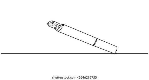 Cigarette Icon Line Art, Um contínuo desenho único linha arte rabiscar cigarro, fumaça, Smoke Line Icon, Contorno Doodle Vetor Ilustração Símbolo, Vício, Mau hábito, Sem cigarro dia conceito.