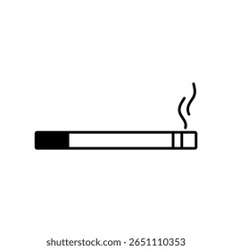 ícone de cigarro ou logotipo sinal isolado, vetor plano preto simples ilustração para web e app..eps
