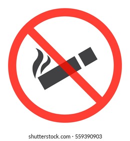 Cigarette icon in prohibition red circle, No smoking ban or stop sign, forbidden symbol. Vector illustration isolated on white