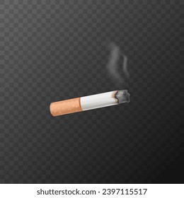 Cigarette icon realistic. Smoke and sigarette. 3D vector illustration