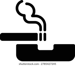 Cigarette icon representing smoking habit, tobacco product, nicotine symbol, unhealthy lifestyle, smoke stick, addiction warning, tobacco consumption sign and minimal vector design