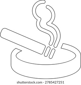 Cigarette icon representing smoking habit, tobacco product, nicotine symbol, unhealthy lifestyle, smoke stick, addiction warning, tobacco consumption sign and minimal vector design