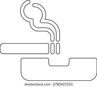 Cigarette icon representing smoking habit, tobacco product, nicotine symbol, unhealthy lifestyle, smoke stick, addiction warning, tobacco consumption sign and minimal vector design