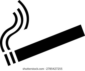 Cigarette icon representing smoking habit, tobacco product, nicotine symbol, unhealthy lifestyle, smoke stick, addiction warning, tobacco consumption sign and minimal vector design